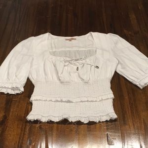 White smocked waist blous